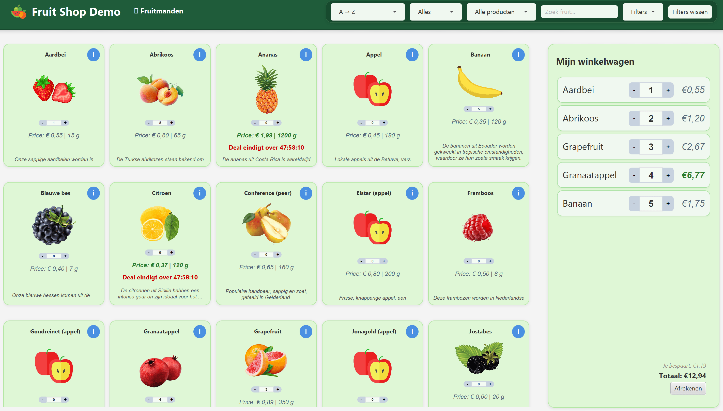 Fruit Shop Interface